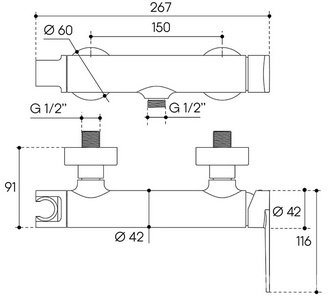 Смеситель для душа, (цв.шлифованное золото),  ZZ Aqueduto LINHA LIN0750