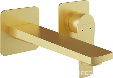 Смеситель для раковины, встраиваемый в стену, излив 190мм, встраив.часть в компл., (цв.шлифованное золото),  ZZ Aqueduto LINHA LIN0450