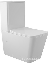 Унитаз-компакт напольный, безободковый, смыв Tornado, с бачком, 610х350мм, сиденье с микролифтом, крепеж в компл, (цв.белый глянц.), Macio Plus ZZ