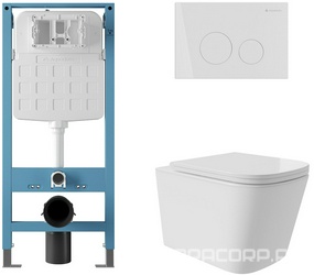 Компл.: унитаз подв.,безободк,Tornado 520х365мм,цв.белый гл, сиденье с микролиф,,инстал. д/унит., крепёж, клавиша смыва Circulo цв.белый,Macio Plus ZZ