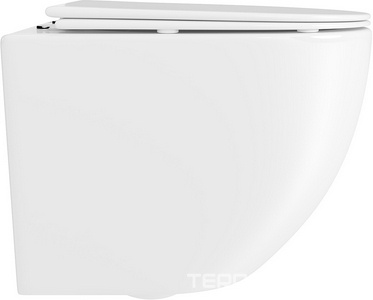 Унитаз подвесной 480х360мм, безободковый, смыв Tornado, сиденье с микролифтом, крепёж в компл., (цв.белый глянец),  Daily Aqueduto Ovo OVOTD2210