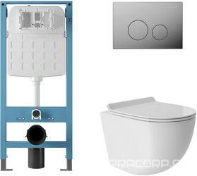 Компл.: унитаз подв.,безободк,Tornado 480х360мм,цв.белый гл, сиденье с микролиф,,инстал. д/унит., крепёж, клавиша смыва Circulo цв.хром, Ovo ZZ