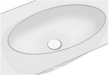 Раковина для установки под столешницу, (встраиваемая снизу) 750х380хh120(150)мм, овальная, без отв. для смесит., крепёж в компл.,Happy Hour 21:15 S ZZ