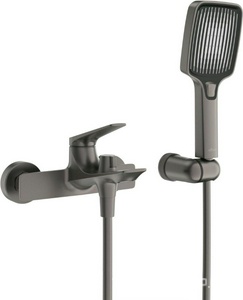 Смеситель для ванны, лейка, шланг, кронштейн в компл., (цв.оружейная сталь),  ZZ Cezares Liner LINER-VD-GM