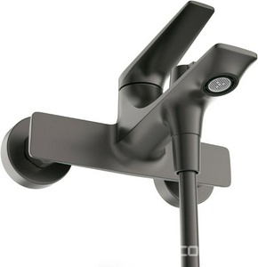 Смеситель для ванны, лейка, шланг, кронштейн в компл., (цв.оружейная сталь),  ZZ Cezares Liner LINER-VD-GM