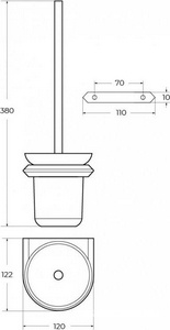 Ерш для унитаза настенный, (цв.оружейная сталь / стекло матовое),  ZZ Cezares Liner LINER-TBS-V-GM