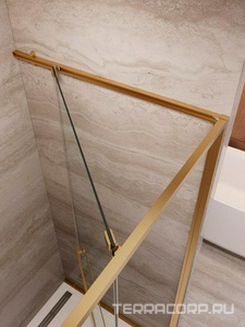 Дверь в нишу 1200хh1950мм, раздвижная внутрь с неподв. сегментом, вход справа/слева, (стекло прозр. 6мм, фурнит.цв.брашированное золото),  ZZ Cezares Lux LUX-B-FS-11-120-C-BORO