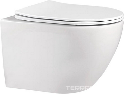 Унитаз подвесной, безободковый, 49х35,5см, сиденье с микролифтом, крепеж в компл, (цв.белый глянц.),  ZZ Abber Bequem AC1100