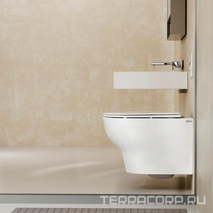 Унитаз подвесной, безободковый, смыв Tornado, 53х35,5см, сиденье с микролифтом, крепеж в компл., (цв.белый глянц.),  ZZ Abber Bequem AC1128