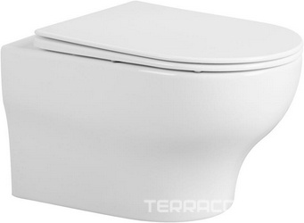 Унитаз подвесной, безободковый, смыв Tornado, 53х35,5см, сиденье с микролифтом, крепеж в компл., (цв.белый глянц.), Bequem ZZ