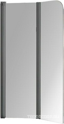 Душевая шторка на ванну, складная, правая /левая, 1140хh1400мм, (профиль цв.вороненая сталь, стекло прозрачное 5мм), Vincea ZZ