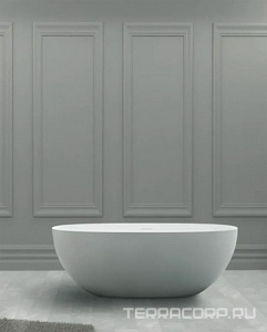 Ванна 1500x720xh550мм, отдельностоящая, интегрированный слив-перелив, крышка слива в цвет ванны в компл., (иск.камень. цв.белый матовый),  ZZ Abber Stein AS9624-1.5