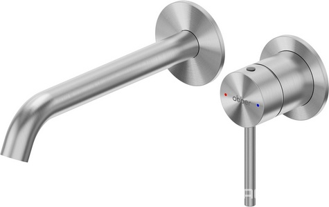 Смеситель для раковины, встраиваемый в стену, внутрен. часть в компл., (цв.сталь брашированная),  ZZ Abber Wasser Kreis 316 AF8112BST-M