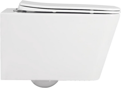 Унитаз подвесной, безободковый, 53х35.5см, сиденье с микролифтом, крепеж в компл., (цв.белый глянц.),  ZZ Abber Rechteck AC1201