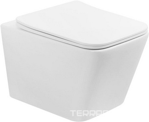 Унитаз подвесной, безободковый, смыв Tornado, 53х35.5см, сиденье с микролифтом, крепеж в компл., (цв.белый глянц.), Rechteck ZZ