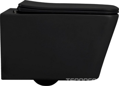 Унитаз подвесной, безободковый, 53х35.5см, сиденье с микролифтом, крепеж в компл., (цв.черный матовый),  ZZ Abber Rechteck AC1201MB