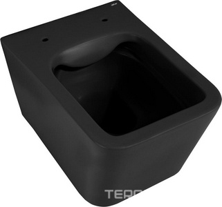 Унитаз подвесной, безободковый, 53х35.5см, сиденье с микролифтом, крепеж в компл., (цв.черный матовый),  ZZ Abber Rechteck AC1201MB