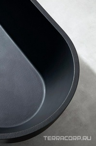 Ванна 1700х750h600мм, отдельностоящая, на каркасе, интегрир.слив-прелив крышка слива в цвет ванны, (искусств.камень цв.черный матов),  ZZ Abber Frankfurt AM9941B