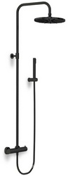 Смеситель-термостат для душа, со стационарным верхн.душем d25см., душевая лейка, шланг в компл., (цв.черный глянцевый),  ZZ Paini Cox 78PQ689TH