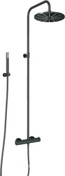 Смеситель-термостат для ванны, со стационарным верхн.душем d25см., душевая лейка, шланг в компл., (цв.черный матовый PVD),  ZZ Paini Cox 78PZ689TH