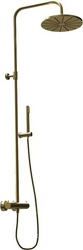 Смеситель-термостат для ванны, со стационарным верхн.душем d25см., душевая лейка, шланг в компл., (цв.матовое золото PVD),  ZZ Paini Cox 78PJ689TH