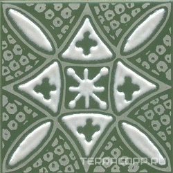 Декор Бахия 2 зелёный глянцевый 9,8x9,8x0,7