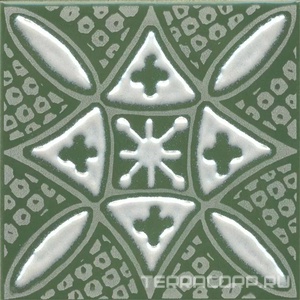 Керамическая плитка Kerama Marazzi Бахия Декор  2 зелёный глянцевый 9,8x9,8x0,7 Зеленый 