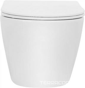 Унитаз подвесной, безободковый, смыв Tornado, 49х35,5см, сиденье с микролифтом, крепеж в компл, (цв.белый глянц.),  ZZ Abber Bequem AC1100T