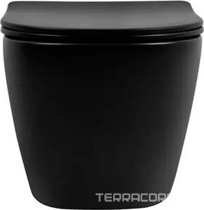 Унитаз подвесной, безободковый, смыв Tornado, 49х35,5см, сиденье с микролифтом, крепеж в компл, (цв.черный матовый),  ZZ Abber Bequem AC1100TMB