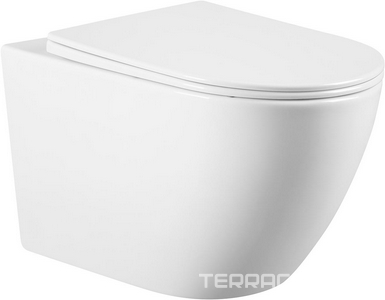 Унитаз подвесной, безободковый, 55х36см, сиденье с микролифтом, крепеж в компл., (цв.белый глянц.),  ZZ Abber Bequem AC1103