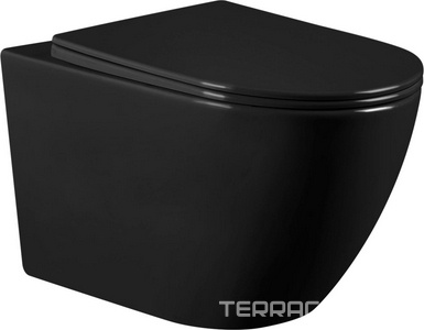 Унитаз подвесной, безободковый, 55х36см, сиденье с микролифтом, крепеж в компл., (цв.черный матовый),  ZZ Abber Bequem AC1103MB