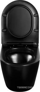 Унитаз подвесной, с импульсным смывом, 58х36см, сиденье с микролифтом, крепеж в компл, (цв.черный матовый),  ZZ Abber Bequem AC1108PMB