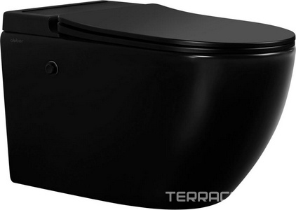 Унитаз подвесной, с импульсным смывом, 58х36см, сиденье с микролифтом, крепеж в компл, (цв.черный матовый),  ZZ Abber Bequem AC1108PMB