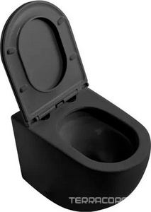 Унитаз приставной, безободковый, смыв Tornado, 56х36х42см, сиденье с микролифтом, крепеж в компл, (цв.черный матовый),  ZZ Abber Bequem AC1111TMB