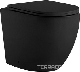 Унитаз приставной, безободковый, смыв Tornado, 56х36х42см, сиденье с микролифтом, крепеж в компл, (цв.черный матовый), Bequem ZZ