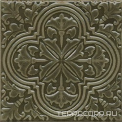 Декор Фес зелёный глянцевый 15x15x0,77