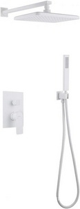Душ.система встр.в стену: смеситель, стац.верхний душ 31х20см., шланг, лейка, кронштейн совмещ.с вых воды в компл., (цв.белый матов.),  ZZ Abber Weiss Insel AF8018FW