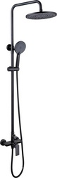 Смеситель для душа, со стационарным верхним душем d25см., шланг, лейка, кронштейн в компл., (цв.черный матовый), Weiss Insel ZZ