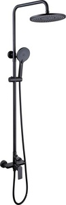 Смеситель для душа, со стационарным верхним душем d25см., шланг, лейка, кронштейн в компл., (цв.черный матовый),  ZZ Abber Weiss Insel AF8020B