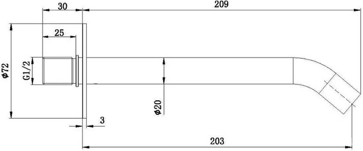 Излив для набора воды в ванну, встраиваемый в стену, 209мм, (цв.золото браш.),  ZZ Allen Brau Priority 5.31B18-GB