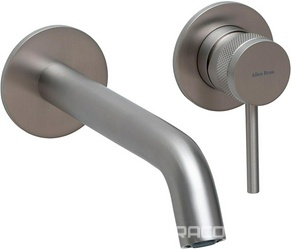 Смеситель для раковины, встраиваемый в стену, излив 195мм, встраив.часть в компл., (цв.графит браш.), Priority