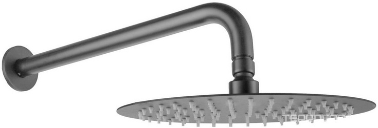 Душ верхний, стационарный, круглый d250мм, G 1/2, антикальц., стеновой кронштейн 380мм, (латунь цв.графит браш.), Priority