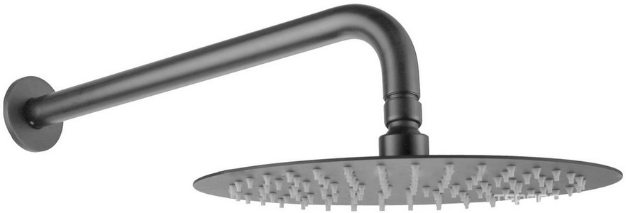 Душ верхний, стационарный, круглый d250мм, G 1/2, антикальц., стеновой кронштейн 380мм, (латунь цв.графит браш.),  Allen Brau Priority 5.31017-MG