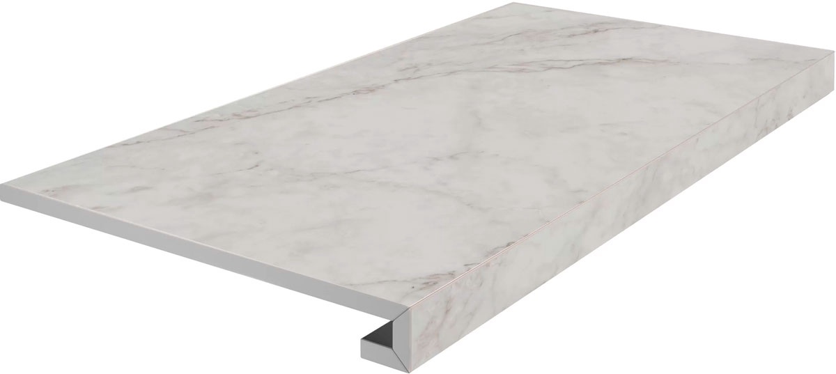 Ступень фронтальная клееная Тубкаль белый матовый обрезной 33x60x0,9