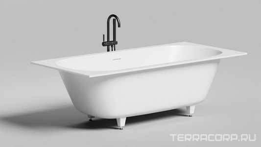 Ванна 1905x905x635/655мм, встраив, литой камень S-Sense глянец цв.белый, д/к Up&Down в цвет ванны,интегр.слив-перелив,ножки компл,  ZZ Salini Ornella Axis Kit 103512G