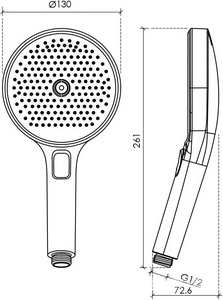 Душевая лейка, кнопочное управление, 130 мм, 3 режима, цвет воронёная сталь/черный матовый Sancos Nok SC6001GG