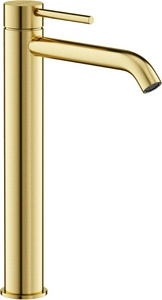 Смеситель для раковины высокий, без д/к, цв.PVD брашированное золото Sancos Etna SC9002BG