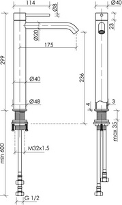 Смеситель для раковины высокий, без д/к, цв.PVD брашированное золото Sancos Etna SC9002BG