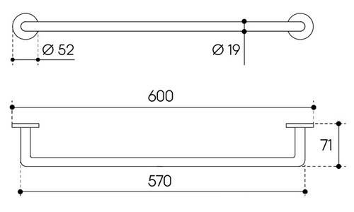 Полотенцедержатель 600мм, (цв.оружейная сталь),  ZZ Aqueduto PONTO PON0645