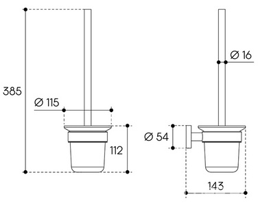 Ёрш настенный (цв.хром / стекло мат.),  ZZ Aqueduto PONTO PON1000